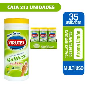CAJA X 12 UNIDADES TOALLAS DESINFECTANTES MULTIUSO AROMA LIMON