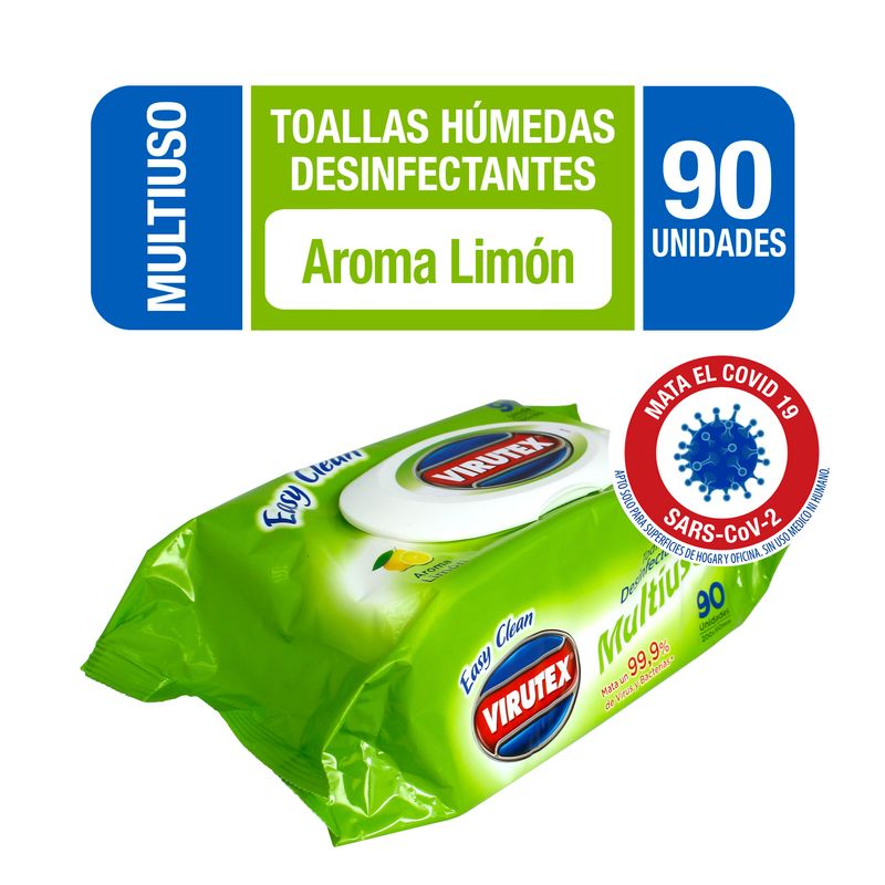 Toallas Desinfectantes Virutex Easy Clean Aroma Limón 50 Unidades