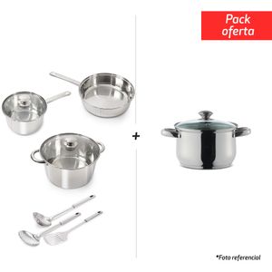 PACK PRIME, BATERÍA 5 PIEZAS, UTENSILIOS Y OLLA DE 26 CMS