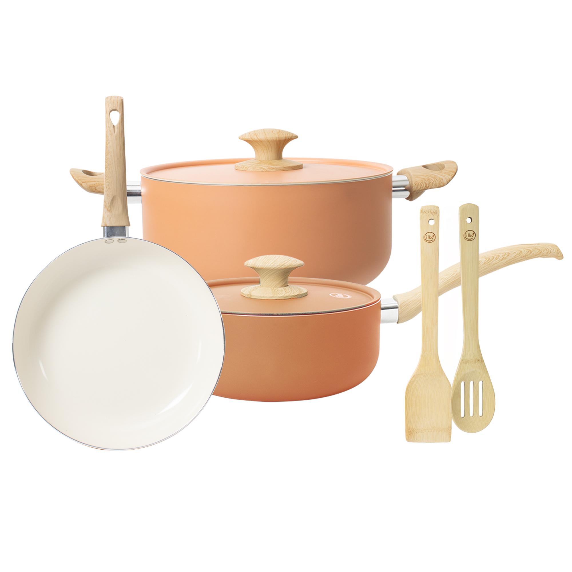 Bateria Cocina Ilko 7 Piezas Apricot Ceramic - cocinailko